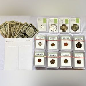 40 coins total mix date & denominations silver, Bu, buffalos, wheats, proofs.
